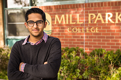 In2science mentor Shaurya Nagpal outside Mill Park College
