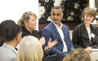 Michelle Gallaher, founder of Women in STEMM Australia, Waheed Rashid of Ericsson and panel MC Rachael McCullough of In2science.